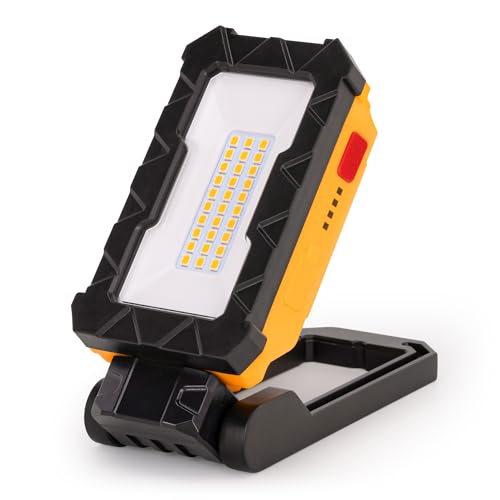LUTEC Rechargeable Work Light, 1000 Lumens LED Magnetic Light with Magnetic Base and Hanging Hook，360°Rotate and 200°Swivel for Car Repair, Emergency and Camping (Orange) - color: Orange, size: 1 Pack