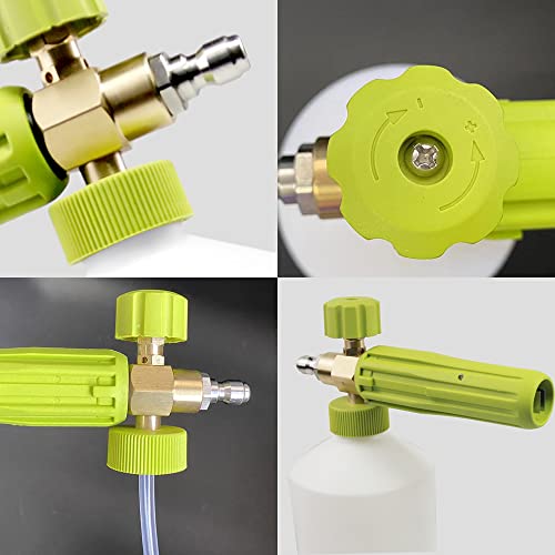 Foam Cannon 1 L Bottle Car Wash Snow Foam Lance with 1/4" Quick Connector Pressure Power Jet Washer Quick Release Adjustable Nozzle - color: Foam Gun