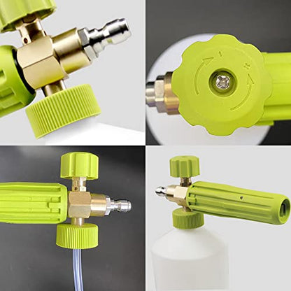 Foam Cannon 1 L Bottle Car Wash Snow Foam Lance with 1/4" Quick Connector Pressure Power Jet Washer Quick Release Adjustable Nozzle - color: Foam Gun