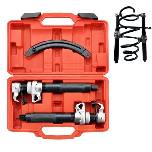 NYXOVA Coil Spring Compressor Tool, Heavy Duty Macpherson Strut Spring Compressor Tool,Ultra-Rugged Strut Spring Compressor Tool with Safety Guard,2200lb Capacity 11in Jaw Opening - color: Red