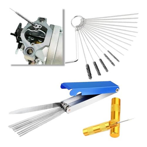 JOYCOURT Carburetor Torch Tips Jet Remove Cleaner, Airbrush Cleaning Kit, 13 Cleaning Set+1 Sharp Pick+5 Nylon Brushes+10 Cleaning Rods +1 Throttle Wrench for Motorcycle Moped Welder Carb Cleaner - size: 1 Set with Sharp Pick
