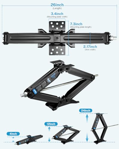 Kohree 6500lbs Heavy Duty RV Stabilizer Jacks 2 Pack, 24 Inch Leveling Scissor Jack for Travel Trailer Camper, with Crank Handle and Drill Socket - size: 2P-6500-24inch
