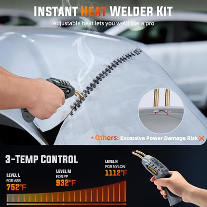 Katerk Cordless Plastic Welder – 400 Staples Included, 3-Temperature Settings, USB Rechargeable Portable Plastic Welding Kit, Perfect for DIY Projects, Bumper/Toys Repair