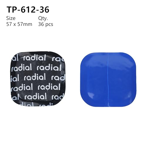 Radial Tire Patch, 2.24" x 2.24" (57x57mm) 36 pcs, Extra Large Heavy Duty Round Patches, Repair Kit for Truck, Car, Tractor Inner Tires, Black with Blue Poly Backing - size: 2.24" x 2.24" 36pcs