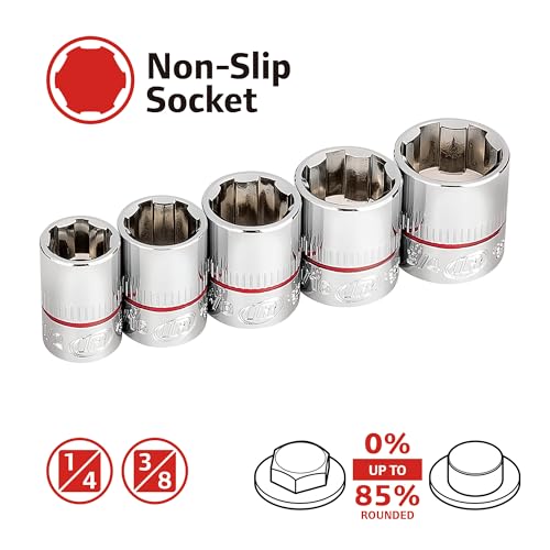 Ingersoll Rand 9 Piece Tech Solutions Metric Non-Slip Socket Set, Sizes: 8-19mm, Patented Twist Design for Tighter Grip as Sockets Turn, with Thermoform Organizer Tray – 752039X - size: Non-Slip Socket Set, style: Metric