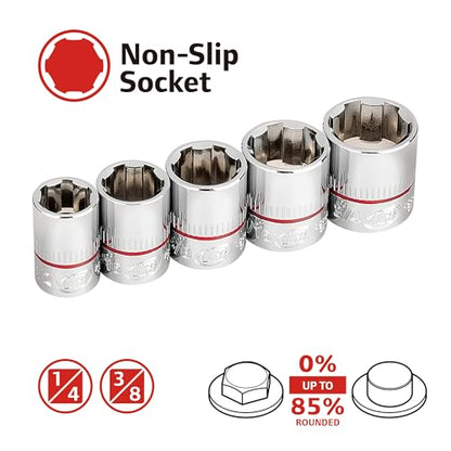 Ingersoll Rand 9-Piece Tech Solutions SAE Non-Slip Socket Set, Size: 1/4-3/4 Inch, Patented Twist Design for Tighter Grip as Sockets Turn, with Thermoform Organizer Tray – 752040X - size: Non-Slip Socket Set, style: SAE