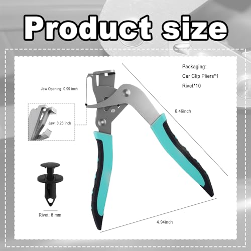 Upgraded Car Clip Pliers and Disassembly Tools with Plastic Rivets,Labor-Saving Automotive Clip Removal Tool with Non-damaging/Spade Jaws,Non-Slip Car Panel Clips Removal Pliers