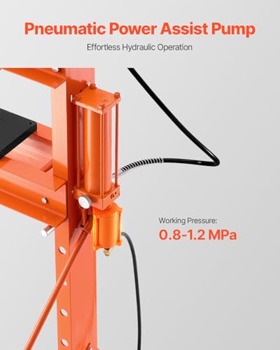 VEVOR Hydraulic Shop Press, 20 T H-Frame Pneumatic Shop Press with Press Plate, Stable Garage Floor Adjustable Hydraulic Press with Triangular Support, Fit for Bending, Straightening & Stamping - size: 20T