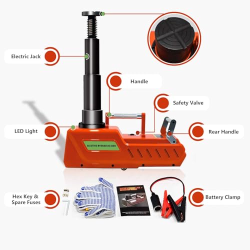 E-HEELP 15 Ton Electric Hydraulic Floor Jack, 12V DC Heavy Duty Truck Jack with LED Light for RV, SUV, Van, Sedan, Trucks (7.8-20.4 Inch Lift)