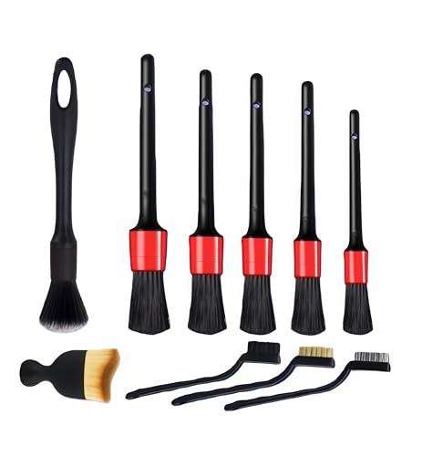10pcs Auto Car Detailing Brush Set，Professional dusting Brush Suitable for Interior and Exterior car Decoration，Dust Removal and Cleaning Tools