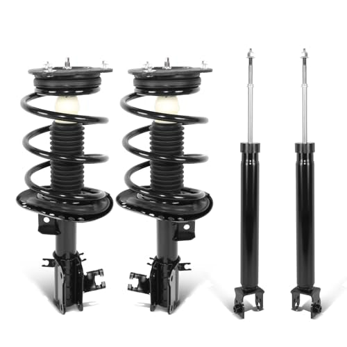Auto Dynasty Pair of Front Coil Spring Shock Strut Mount Assembly and Rear Struts Shock Absorber Compatible with Nissan Altima 2007-2013, Matte Black Powdercoat