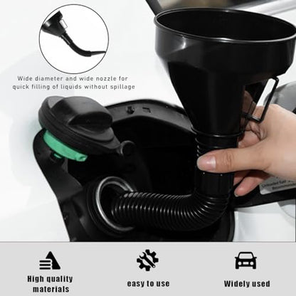 Wide Mouth Oil Funnel with Flexible Extension, Large Funnels for Automotive Use, Vehicle Nozzle Hose with Handle Mesh Removable Mesh Screen Filter, Car Accessories