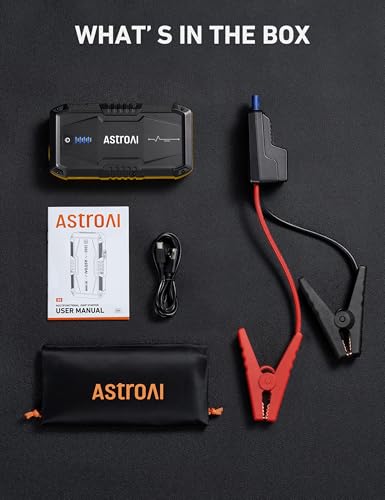 AstroAI S8 Car Battery Jump Starter, Car Jumper Starter Battery Pack for Up to 6.0L Gas & 3.0L Diesel Engines, 12V Portable Jump Box with 3 Modes Flashlight and Jumper Cable(Yellow) - color: Yellow - 1500A (S8)