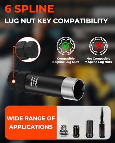 6 Spline Lug Nut Socket Set, 41/64"and 45/64 "for M12x1.25,M12x1.5 lug nuts | 6 Point Lug Nut key for Removal of Lug Nuts on Aftermarket Wheels