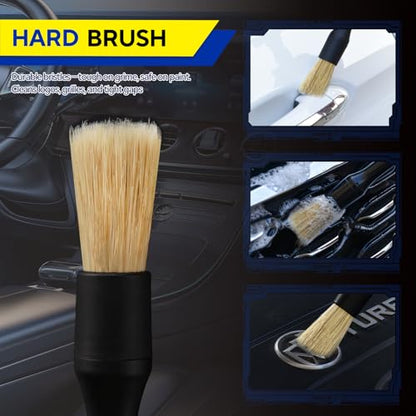 7PCS Car Detailing Brush Kit - Ultra Soft Boars Hair Car Interior Detailing Brushes, Includes 4 Different Brushes, Multi-use for Cleaning Interior or Exterior - size: 7PCS-B