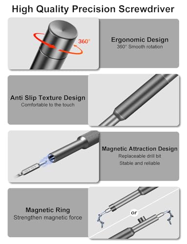 52-in-1 Precision Screwdriver Set, S2 Steel Magnetic Mini Repair Tool Kit for Electronics, iPhone, Laptop, MacBook, PC, Watch, Glasses, Ring Doorbell & PS5, Ideal Tech Gifts for Men