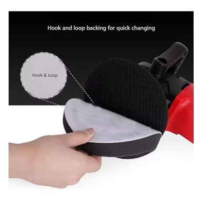 eQualle 6 Inch Buffing Pads for Car Polishing - 5 Pack Foam Polisher Pads with Hook and Loop - Fits Drill, DA Polisher - Auto Detailing, Waxing, Scratch Removal