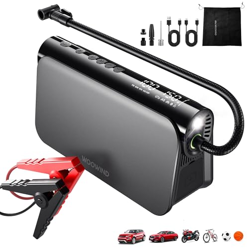 Woowind BoraPlus 3-in-1 Jump Starter with Air Compressor 150PSI & Powerbank | 65W Powerbank, Portable Tire Inflator & Car Battery Booster for 6.0L Gas, 3.0L Diesel Engines, 16000mAh with LED Light