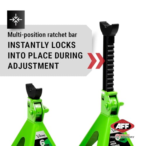 AFF Viking 6 Ton Jack Stand Set - Heavy Duty Ratchet Style Jack Stands - Pair - size: 6 Ton