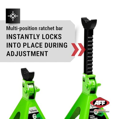 AFF Viking 6 Ton Jack Stand Set - Heavy Duty Ratchet Style Jack Stands - Pair - size: 6 Ton
