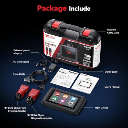 iCarsoft CR MAX 2025 Bidirectional Scan Tool All System 49+ Services and 47+ Special Functions Full Active Test OBD2 Scanner Diagnostic Tool Car Code Reader CAN FD with 38 Pin for Benz 20 Pin for BMW - size: CR MAX 2025 with 2 Pin Adapters