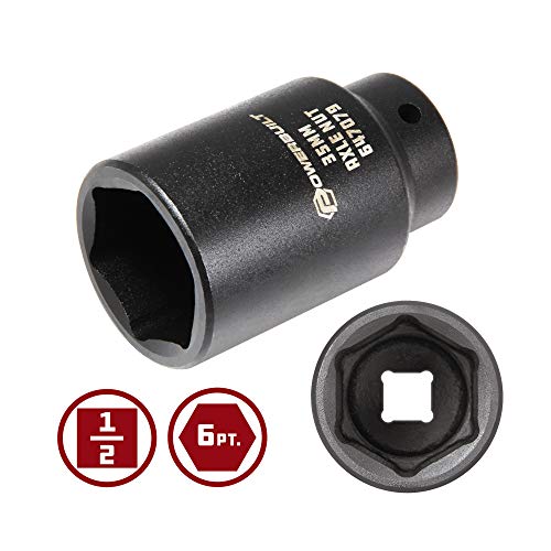 Powerbuilt 35mm Axle Nut Socket, 1/2-Inch Drive, 6 Point, Remove Front Wheel Drive Axles Shaft Nuts - 647079 - size: 35mm