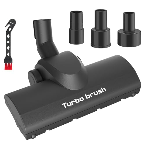 Turbo Brush Floor Attachment for Shop Vac Wet Dry Vacuum Cleaners, Universal Fit with 1-1/4" 1-3/8" 1-7/8" 2-1/2" Adapters, Black, 10.6 Inch Wide