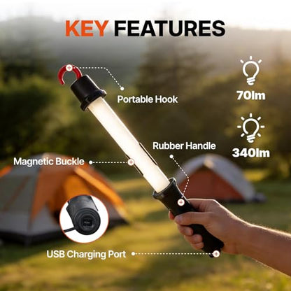 BLACK CANYON Magnetic Work Light/Flashlight Rechargeable, LED Work Light IP54 Waterproof, Mechanic Flashlight with Hook for Garage Repair/Emergency 1 Pack