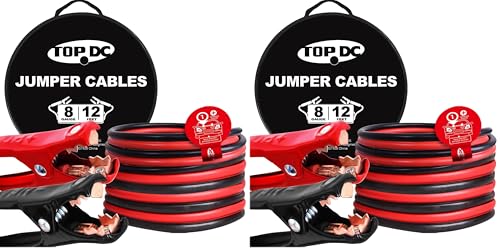 TOPDC 8 Gauge 12 Feet Jumper Cables for Car Battery, Heavy Duty Automotive Booster Cables for Jump Starting Dead or Weak Batteries with Carry Bag,(TD-P0812) (Pack of 2) - size: 8 Gauge, (12FT) (Pack of 2)