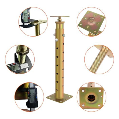 2 Pcs Adjustable Basement Floor Jack, 18"-36” (1'5"-3') Height Range, Floor Joist Screw Jack for Temporary Support Or Leveling, Heavy Duty House Floor Jack Height Capacity 5570lbs (2 Gold Jacks)