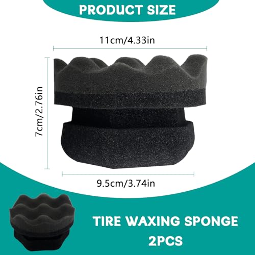 2 PCS Tire Shine Applicator Pad,Hex Grip Tire Dressing Applicator Polishing Sponges Pads,Reusable Tire Shine Sponge Wave,Tire Shine Brush,Car Detailing Sponge for Auto Polishing Cleaning Waxing