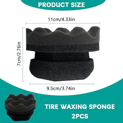 2 PCS Tire Shine Applicator Pad,Hex Grip Tire Dressing Applicator Polishing Sponges Pads,Reusable Tire Shine Sponge Wave,Tire Shine Brush,Car Detailing Sponge for Auto Polishing Cleaning Waxing