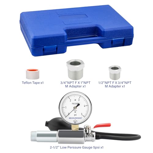 MEASUREMAN Low Pressure Gas Test Kit: Gas Line Pressure Test Kit, Gas, 0 to 5 psi, 1/2 in NPT Female - size: 2.5" 0-5psi
