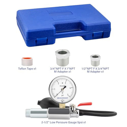 MEASUREMAN Low Pressure Gas Test Kit: Gas Line Pressure Test Kit, Gas, 0 to 5 psi, 1/2 in NPT Female - size: 2.5" 0-5psi