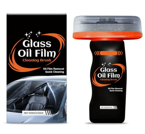 Oil Film Cleaning Brush for Car Windshield, 100g Glass Oil Film Remover with Reusable Cleaning Board, Removes Smudges & Water Spots, Anti-Fog for Safe Driving & Rainproof Prep