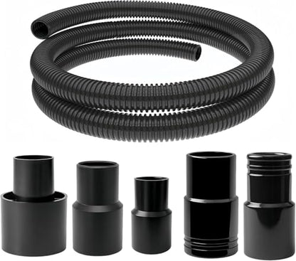 16.4 Foot Long Dust Collection Power Tool Hose Kit with 5 Fittings Universal for Multiple Tools & Vacuums - size: 16.4FT HOSE KITS