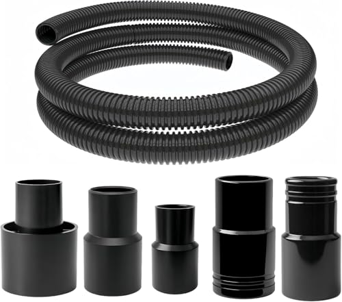 16.4 Foot Long Dust Collection Power Tool Hose Kit with 5 Fittings Universal for Multiple Tools & Vacuums - size: 16.4FT HOSE KITS