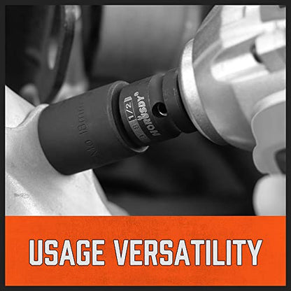 HORUSDY 5-Piece Impact Socket Adapter and Reducer Set, 1/4-Inch Hex Shank Socket to Drill Adapter 1/4", 3/8", and 1/2" Impact Driver Adapter for Power Drill & Impact Driver - style: 5-PCS Adapter Set