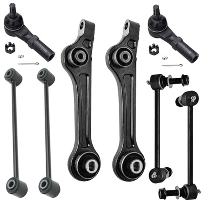 Detroit Axle - 8pc End Kit for 2011-2023 Chrysler 300 Dodge Charge Challenger 2 Front Lower Rearward Control Arms 2 Outer Tie Rods 4 Front Rear Sway Bars Replacement - size: 8CS34576/8PC
