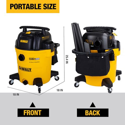 DEWALT 12 Gallon STEALTHSONIC Ultra Quiet Poly Wet Dry Vacuum, DXV12P-QTA Powerful Suction Noise Reduction Vac, 5.5 Peak HP Shop Vacuum for Jobsite/Workshop, Reduce Motor Noise, Yellow - size: 12Gallon-QTA