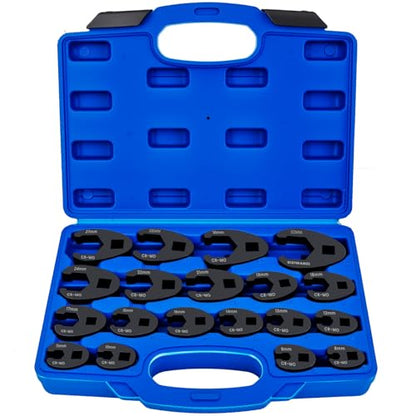 SIXIWANZI 19 Piece Metric Crowfoot Wrench Set, Crowfoot Flare Nut Wrenches 8-32 mm, 3/8" & 1/2" Drive Crows Foot Wrenches Set