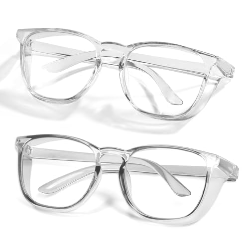 Safety Glasses Anti Fog Goggles Protective Eyewear Blue Light Blocking Anti Dust UV Protection Glasses For Men Women - color: Transparent Gray+transparent