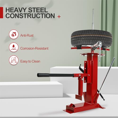 Manual Tire Changer, Portable Bead Breaker Tool for 8"-16" Tires | Heavy-duty steel construction with reinforced rectangular base for stable tire mounting and long-lasting durability - size: for 4" - 16.5" Tires