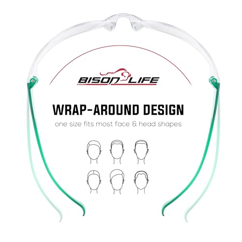 BISON LIFE Clear Safety Glasses – ANSI Z87.1 Certified Scratch & Impact Resistant Eye Protection Goggles for Men & Women - color: Clear/Green