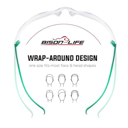 BISON LIFE Clear Safety Glasses – ANSI Z87.1 Certified Scratch & Impact Resistant Eye Protection Goggles for Men & Women - color: Clear/Green