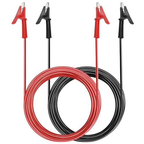 Sumnacon Dual Ended Crocodile Alligator Clips, 15A Test Lead Wire Cable with Insulators Clips, 2Pcs 9.8 Ft/3M Test Flexible Cable with Protective Jack Copper Clamps for Electrical Testing - size: 3 m