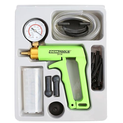 OEMTOOLS 25138 Brake Bleeder Kit, One Man Brake Bleeder, Manual Fluid Extractor, Tester for Clutches, Leak Detection and Fluid Extraction, Hoses and Adapters Included
