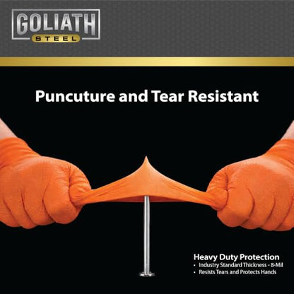 Kogler 8-Mil Orange Diamond Textured Grip Disposable Nitrile Gloves, Heavy-Duty Industrial & Mechanic Work Gloves, Latex-Free & Powder-Free, Chemical & Tear Resistant with Superior Wet Grip, X-Large - size: X-Large
