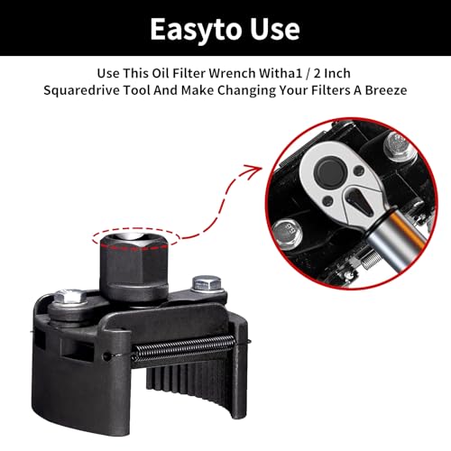 Oil Filter Wrench Removal Tool Adjustable Use for 2.36 inch to 3.15 inch, Durable Cap Spanner Tool Set with 2 Durable Non Slip Serrated Jaws (Black)