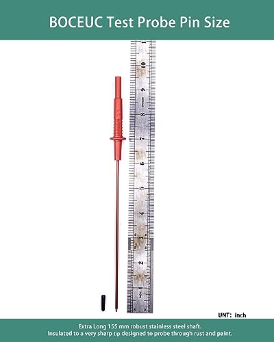 Multimeter Leads, Insulated Test Probe Needle Point Wire Testing Probes, Automotive Extra Sharp Long Reach Prod for Standard 4 mm Test Leads Kit, 600V CAT III
